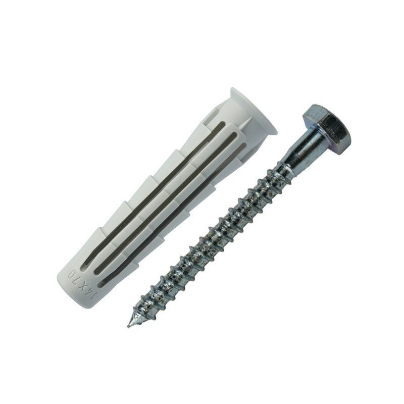 Lot de 2 chevilles et tirefonds Spit Diam.14 Mm X L.70 Mm