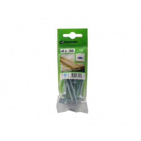 Lot de 12 Vis Acier Tête Fraisée Standers Diam.4.5 Mm X L.50 Mm