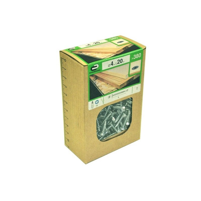 Lot de 380 Vis Acier Tête Fraisée Standers Diam.4 Mm X L.20 Mm