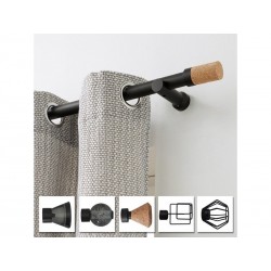 Tringle à rideau à composer Charme recup noir mat diam. 28 mm 150 cm INSPIRE