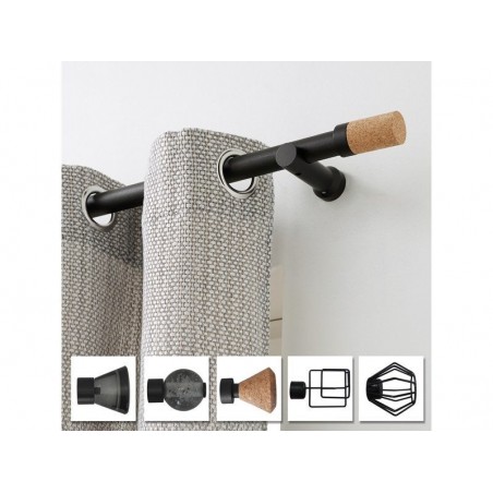 Tringle à rideau à composer Charme recup noir mat diam. 28 mm 150 cm INSPIRE