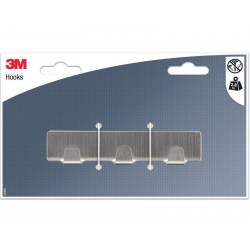 Barre 3 crochets adhésif permanent, 3M gris / argent | Sanifer