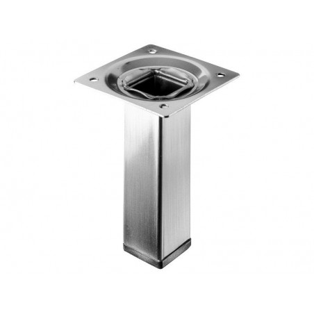 Pied de meuble carré Hettich fixe acier brossé gris
