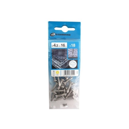 Lot de 18 Vis autoperceuse Inox Tête Ronde Phillips Standers X L.16 Mm