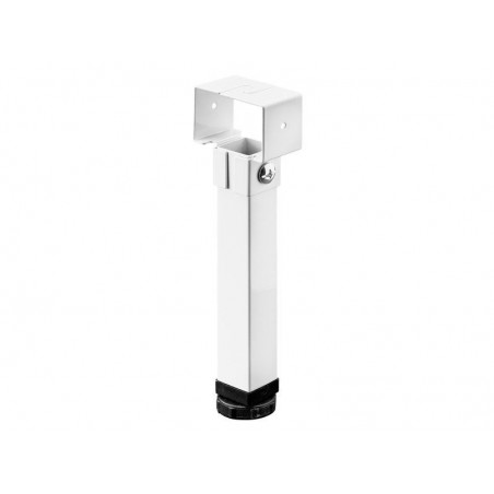 Pied de lit carré HETTICH acier blanc hauteur reglable de 24 à 26.5 cm