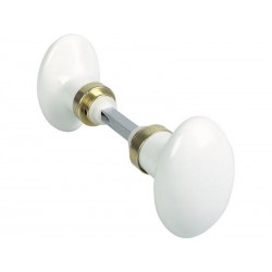 Lot de 2 Boutons De Porte Porcelaine Porcelaine De Limoges Laitonné