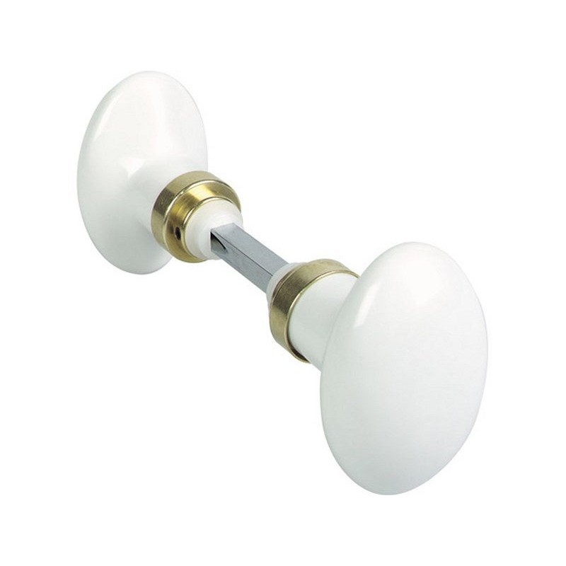 Lot de 2 Boutons De Porte Porcelaine Porcelaine De Limoges Laitonné