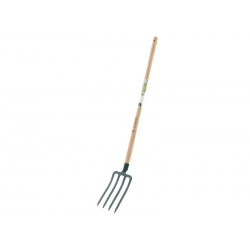 Fourche à bêcher acier forgé geolia manche en bois 4 dents L.110 cm