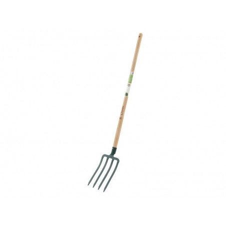 Fourche à bêcher acier forgé geolia manche en bois 4 dents L.110 cm