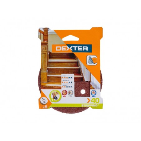 Lot de 5 Disques Abrasifs Dexter 125 Mm Grains 40