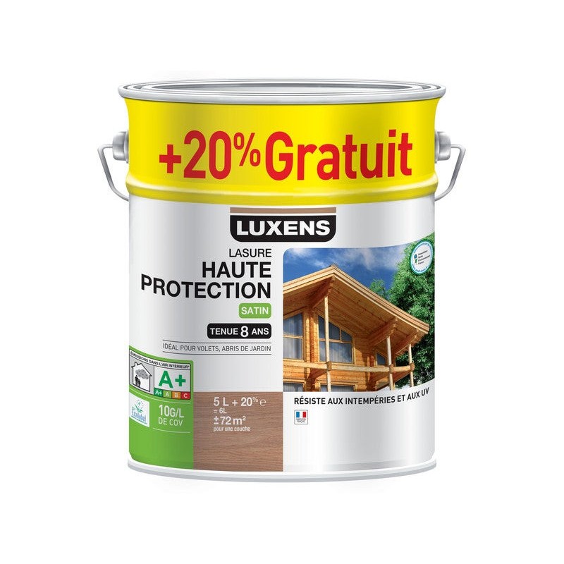 Lasure Luxens Haute Protection 8 Ans ébène Satiné 6 L -  - meilleure qualité