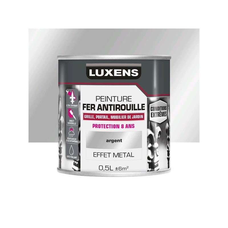 Peinture Fer Extérieur Luxens Argent Métallisé Glossy 0.5 L