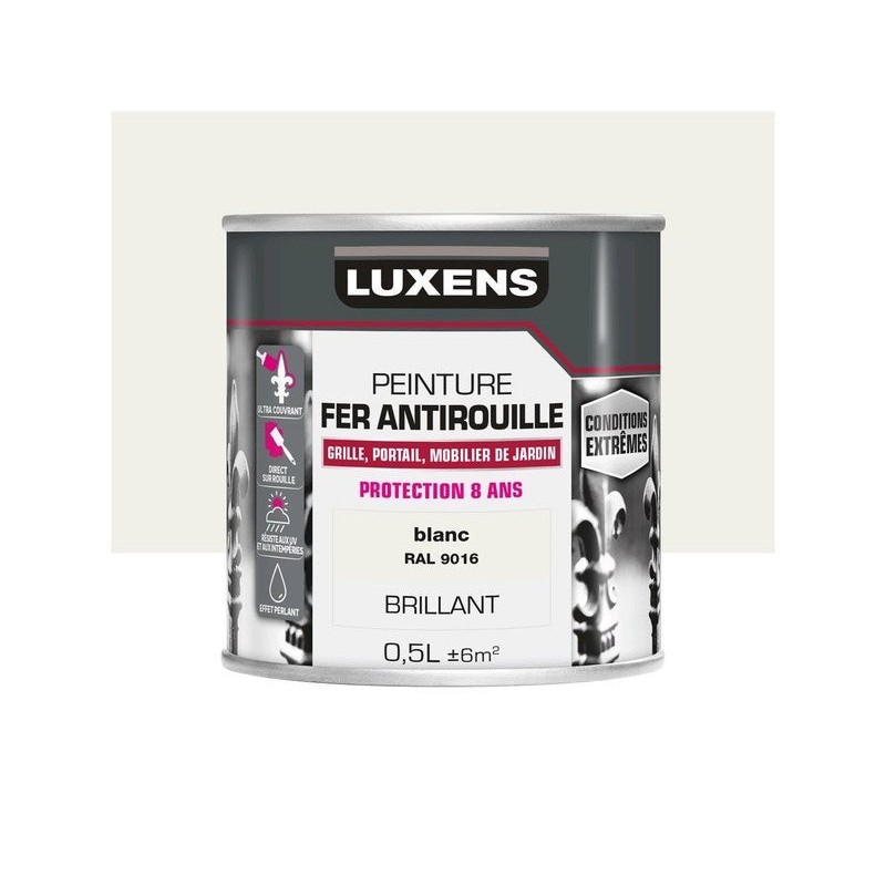 Peinture fer extérieur blanc glossy 0.5 L -  - meilleure qualité