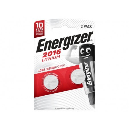 Lot de 2 Piles Bouton Cr2016-Dl2016 3 V Energizer