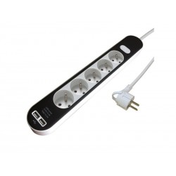 Multiprise Usb Filaire 5 Prises Blanc - Noir 1.5M Lexman