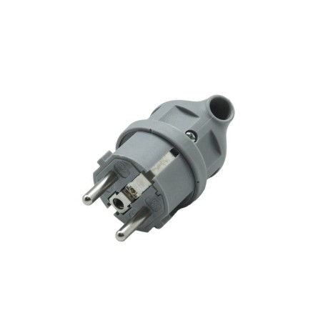 Fiche électrique mâle 2 pôles + terre connexion sur le côté 16 A gris
