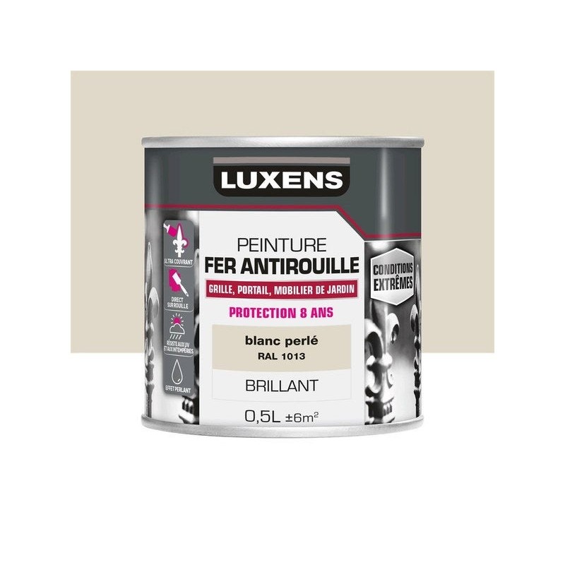 Peinture fer extérieur blanc perlé glossy 0.5 L -  - meilleure qualité