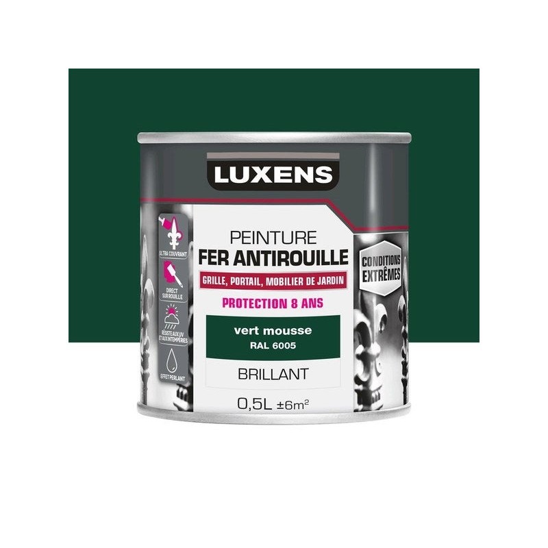 Peinture fer extérieur et Antirouille vert mousse Glossy 0.5 L -  - meilleure qualité