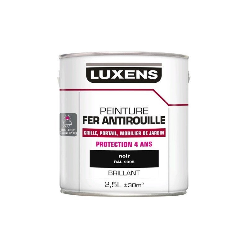 Peinture Fer Extérieur Luxens Noir Glossy 2.5 L