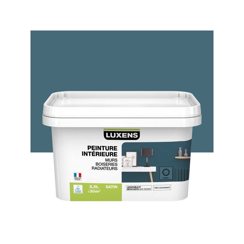 Peinture mur boiserie radiateur Luxens Fjord 1 Satiné 2.5 L