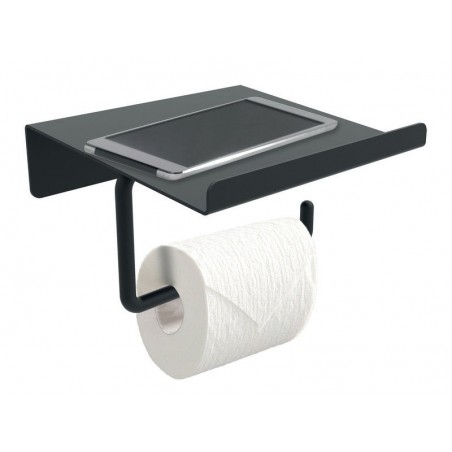 Dérouleur à Papier Wc Métal Avec Tablette Noir