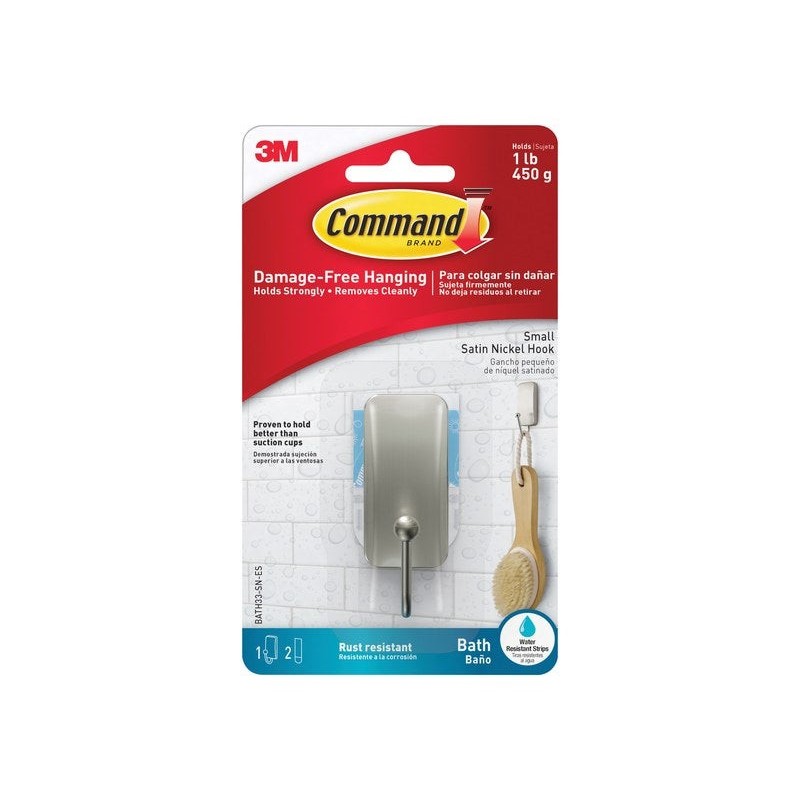 Crochet 1 tête nickel satiné COMMAND 3M -  - meilleure qualité