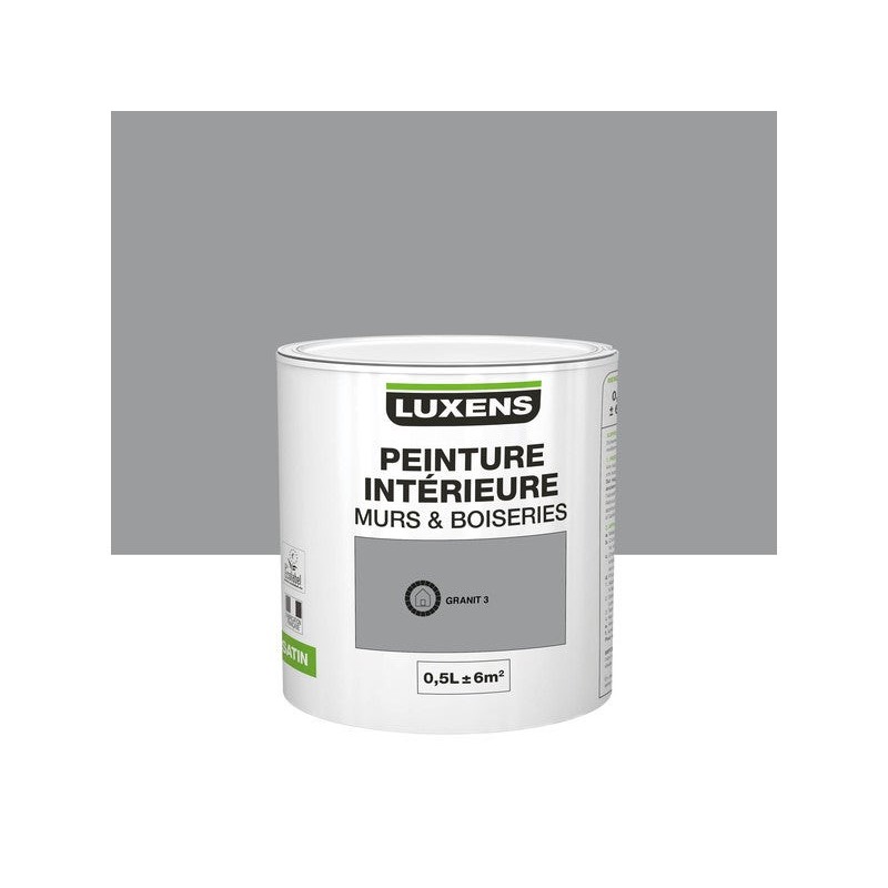 Peinture Mur Et Boiserie Luxens Granit 3 SatinÃ© 0.5 L