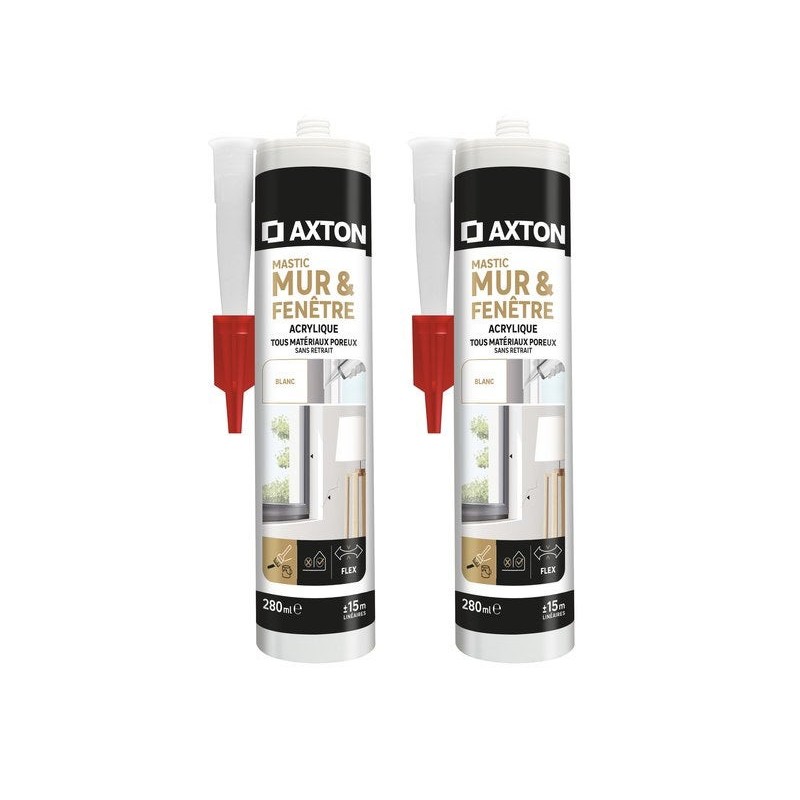 Mastic Détanchéité Mur Porte Et Fenêtre Axton Blanc 2 X 280 Ml