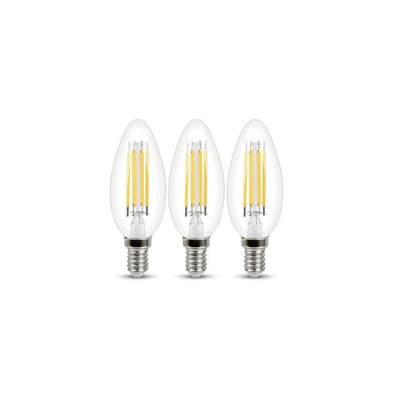 Lot de 3 ampoules led à filament flamme E14 470 Lm : 40 W blanc neutre LEXMAN