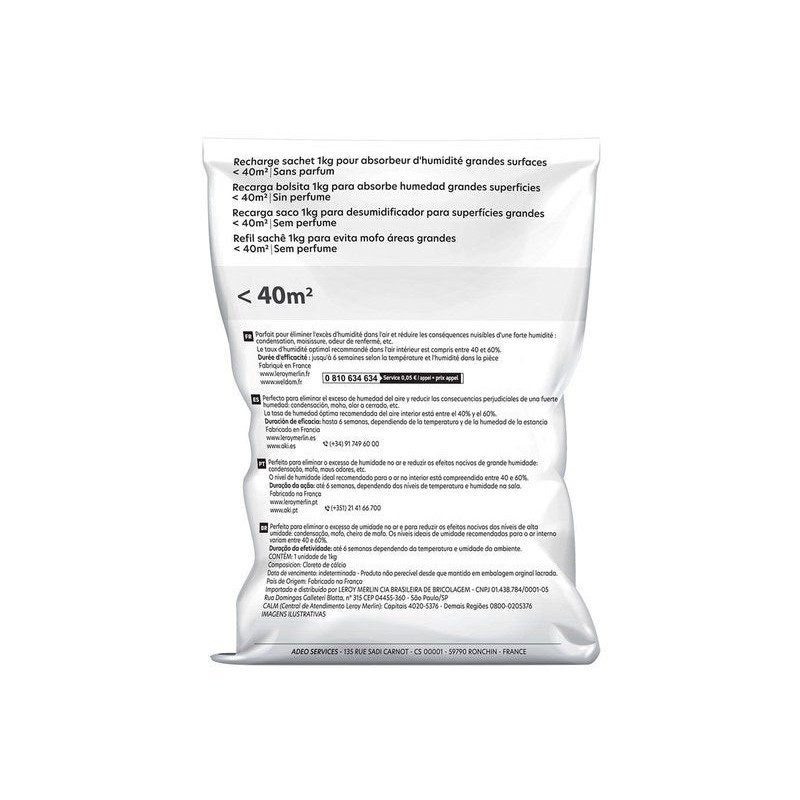 Recharge sac pour absorbeur d'humidité 40 mÂ² 1Kg -  - meilleure qualité