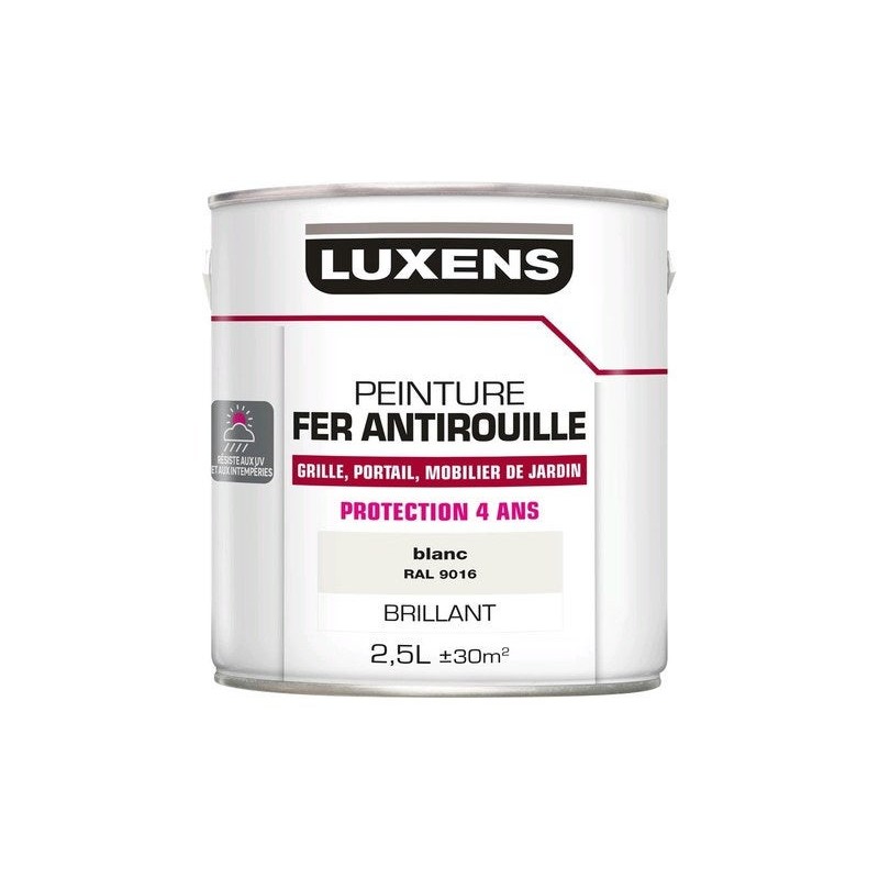 Peinture Fer Extérieur Luxens Blanc Glossy 2.5 L