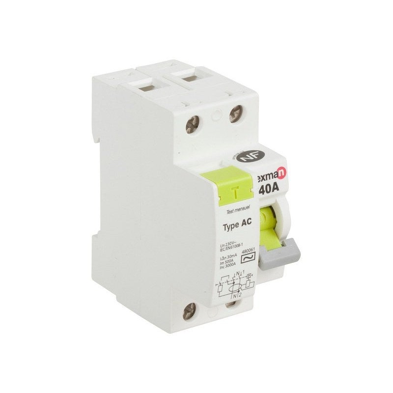 Interrupteur différentiel Lexman 30 ma 40 a type ac