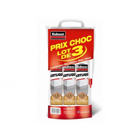 Lot 3 Mastics d'étanchéité Mur Intérieur Rubson Finition 280 Ml Blanc -  - meilleure qualité