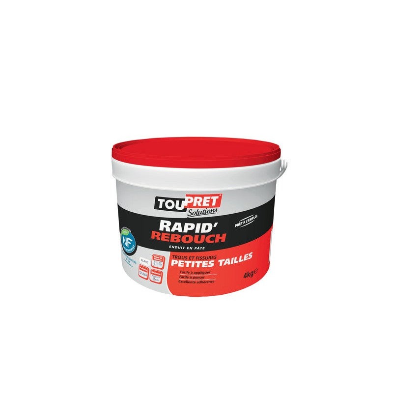 Enduit De Rebouchage Toupret Rapid Rebouch 4 Kg En Pâte Pour Mur - Plafond Inté