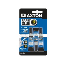 Lot de 3 colles glue (2 liquides et 1 gel) Rapid' aXTON