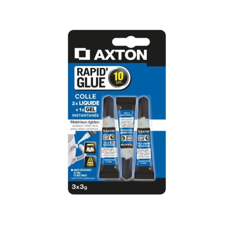 Lot de 3 colles glue (2 liquides et 1 gel) Rapid' aXTON