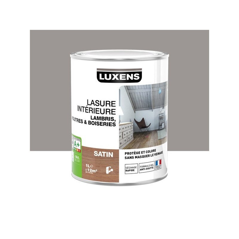 Lasure IntÃ©rieure Poutre Et Lambris Lasure IntÃ©rieure Luxens 1 L Gris-Gris NÂ°3