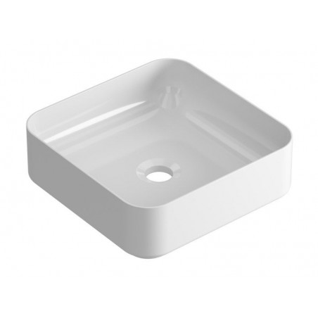 Vasque à poser porcelaine carré Studio l.36 x P.36 cm blanc brillant
