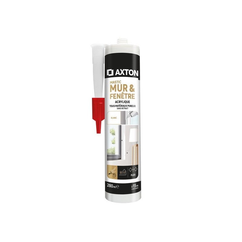 Mastic détanchéité fenêtre - mur - porte AXTON blanc 280 ml