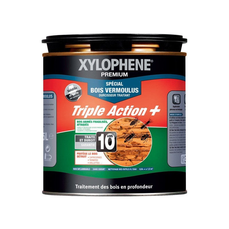 Traitement du bois meuble Xylophene vermoulus 25 Ans