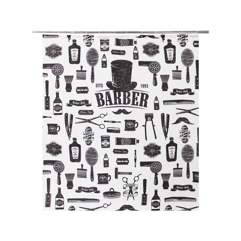 Rideau De Douche En Textile Noir L.180 X H.200 cm Barnabe Sensea -  - meilleure qualité