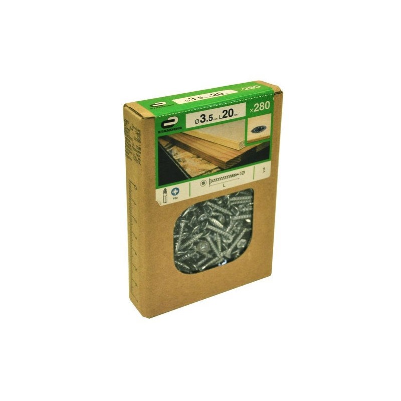 Lot de 280 vis acier t?te frais?e pozidriv STANDERS D 3.5 x L.20 mm
