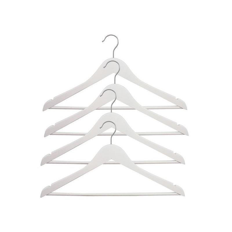 Lot de 4 Lot de 4 cintres SPACEO bois et acier blanc H.23 x l.44.5 x P.4.8 cm