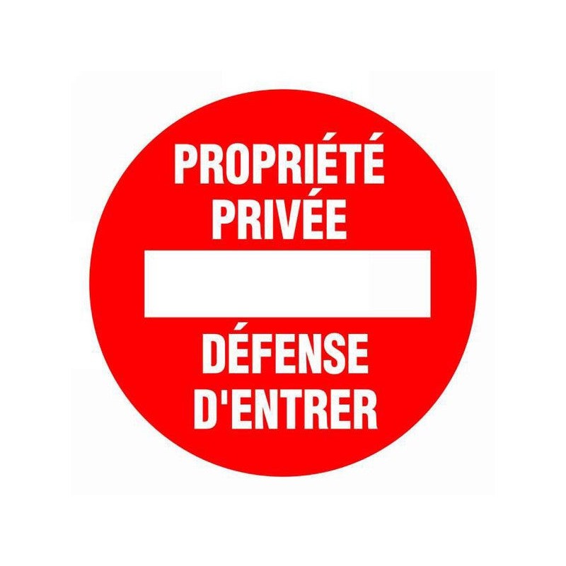 Disque propriété Privée en plastique