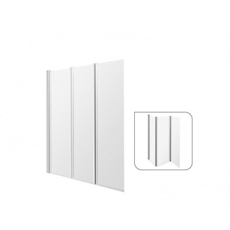 Pare-baignoire pliable transparent chromé 140x120 cm