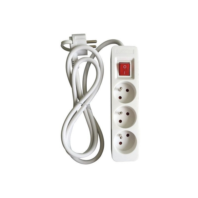 Multiprise filaire à 3 prises blanc