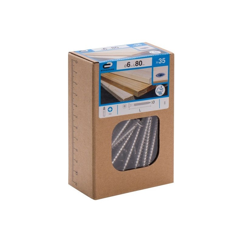 Lot de 35 vis inox tête fraiséeDiam.6 Mm X L.80 Mm