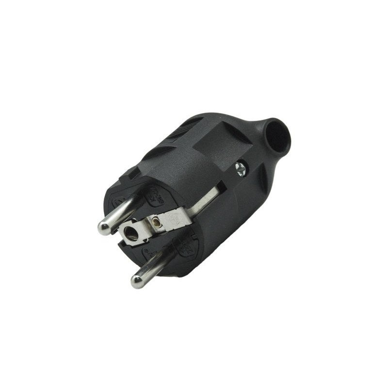 Fiche électrique mâle 2 pôles + terre connexion sur le côté 16 A noir