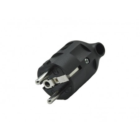 Fiche électrique mâle 2 pôles + terre connexion sur le côté 16 A noir