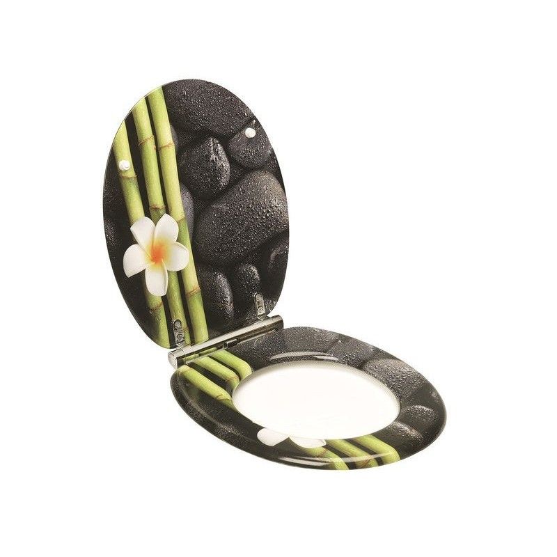 Abattant déclipsable avec frein de chute bois moulé plaqué ZEN orchidée